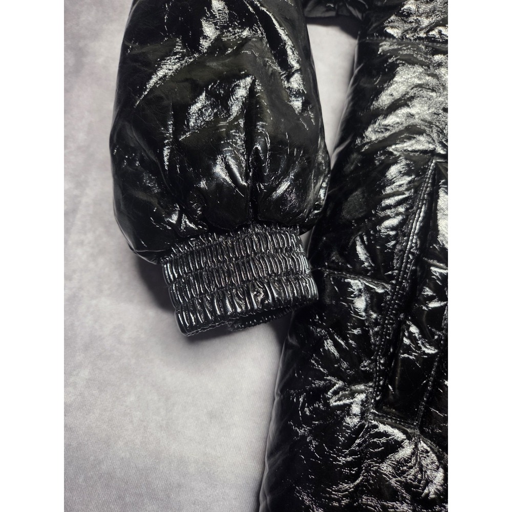Forever 21 Mid Length High Shine Puffer Size Small Y2K Metallic Quilted Jacket - Picture 3 of 10